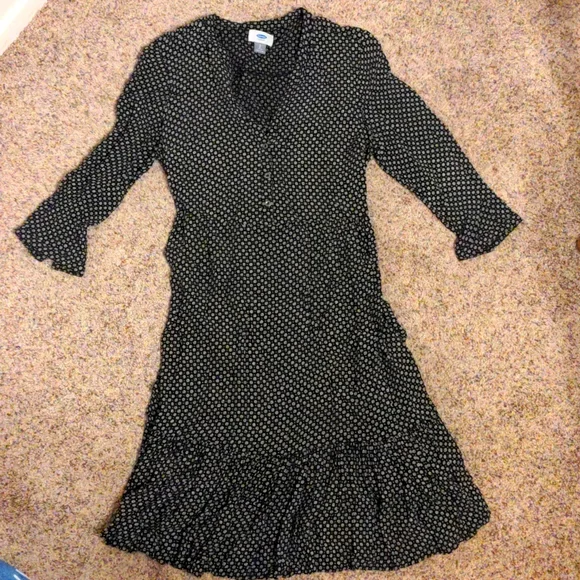 black dress with small white flowers Strappy Black and White Mesh Daisy Mini Dress main image 1